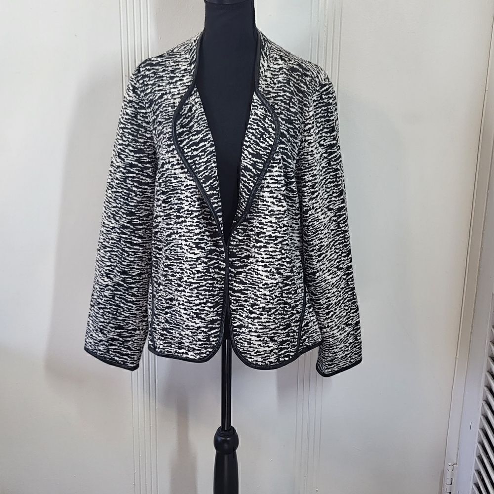 Plus Size Chico's Black & White Cardigan Jacket
